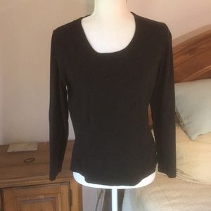 Talbots Petite Small  Brown 100% Cotton Top